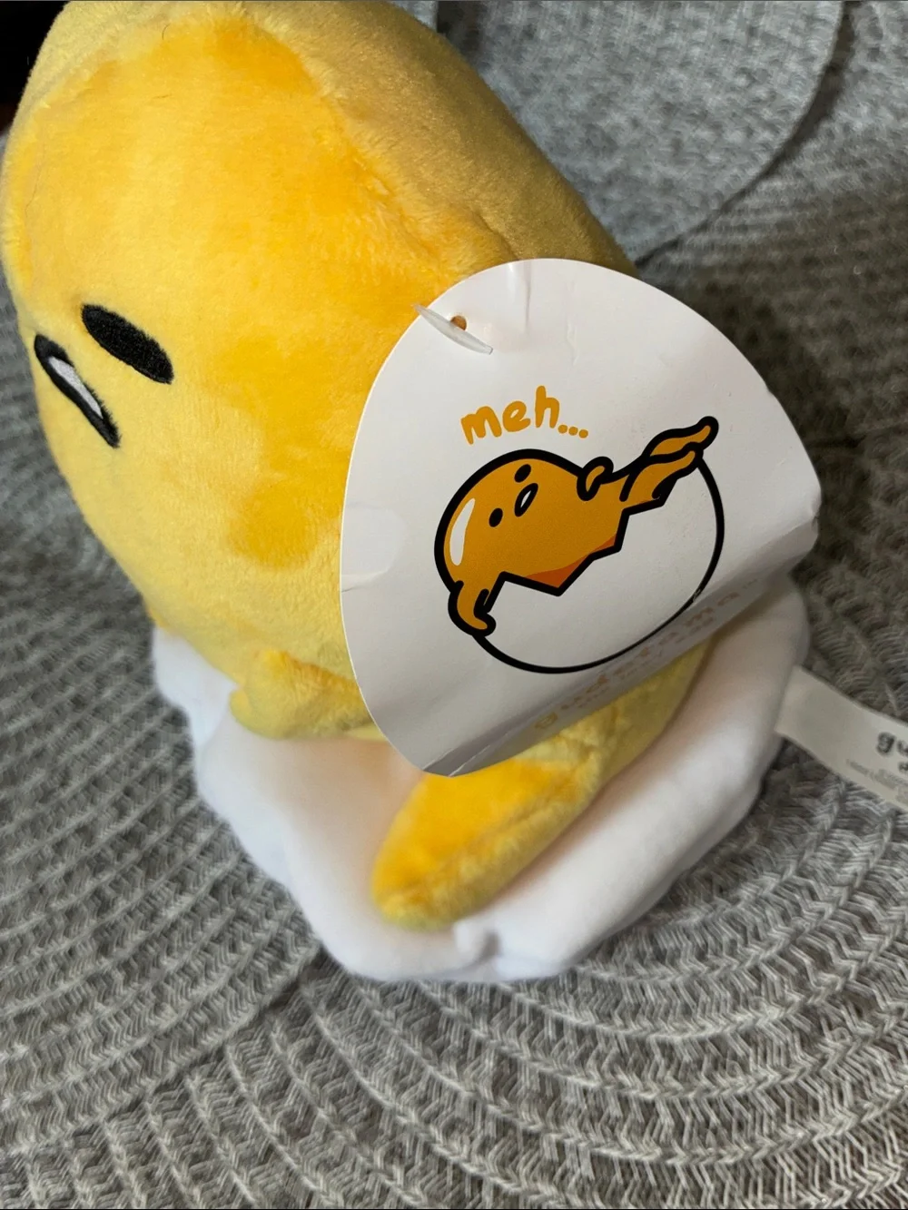 Sanrio Yellow Gudetama Plush with White Egg Bed